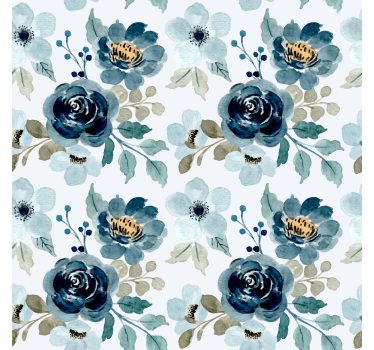 Floral μπλε vintage μοτίβο vintage ταπετσαρία - TenStickers