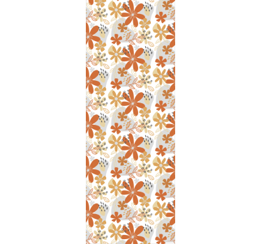 Floral πορτοκαλί υφή floral ταπετσαρία - TenStickers