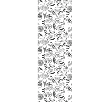 τροφή doodles μοτίβο σύγχρονη ταπετσαρία - TenStickers