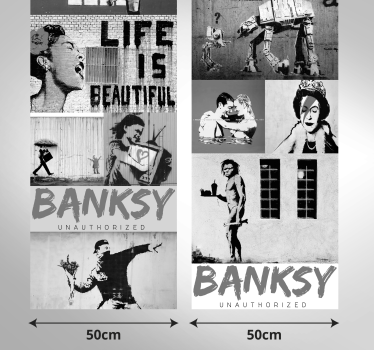 μοντέρνα ταπετσαρία banksy - γκρι κολάζ - TenStickers