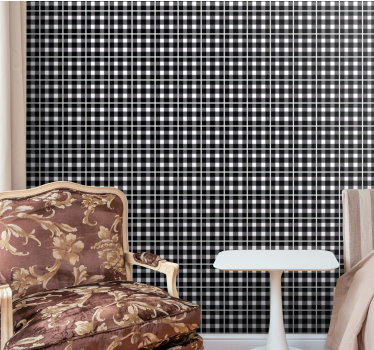 ασπρόμαυρο μοτίβο gingham καλύτερη ταπετσαρία γραφείου - TenStickers