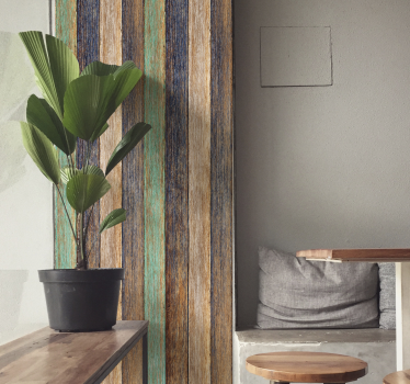 μπλε και καφέ ταπετσαρία από laminate ξύλο - TenStickers