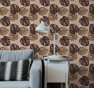 ταπετσαρία φύλλων καφέ τόνου monstera deliciosa - TenStickers