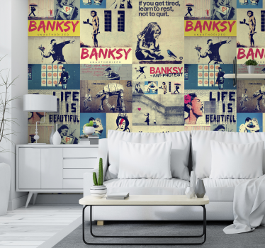κολάζ - bansky μοντέρνα ταπετσαρία - TenStickers
