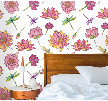 ταπετσαρία λουλουδιών floral λιβελλούλη σύντηξη - TenStickers