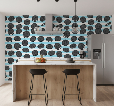 Ταπετσαρία κουζίνας σε σχέδιο ρίγες oreo - TenStickers