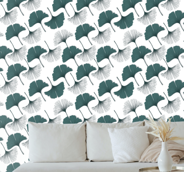Φύλλα ταπετσαρίας γκρι διάταξη ginkgo - TenStickers