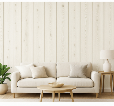 Ταπετσαρία για το καθιστικό από λευκασμένο ξύλο - TenStickers