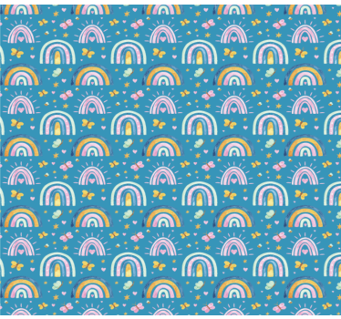 μοτίβο με boho rainbows λουλούδια ταπετσαρία κουζίνας - TenStickers