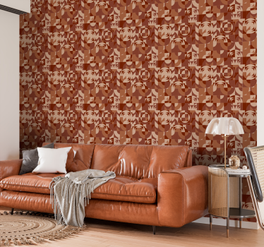 Ταπετσαρία Terracotta αφηρημένο γεωμετρικό σχέδιο - TenStickers