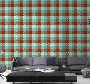 γεωμετρική ταπετσαρία μοτίβο gingham - TenStickers
