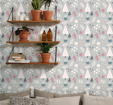 ταπετσαρία σαλόνι ταπετσαριών δέντρων x-mas - TenStickers